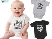 Daddy's fishing buddy baby bodysuit, Custom personalised to suit your family