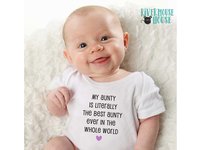 Best ever baby bodysuit literally in the whole world. Add your personalised name to suit Mum & Dad, Aunty, Uncle, Cousins, Grandparents etc