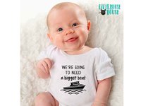 We're going to need a bigger boat baby bodysuit, Funny nautical pregnancy announcement