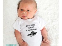 We're going to need a bigger boat baby bodysuit, Funny nautical pregnancy announcement