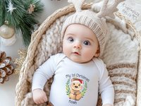 First Christmas Quokka Personalised Baby Bodysuit, Aussie Animals Xmas gift