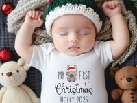 My first Christmas personalised baby wombat bodysuit, Little Aussie Xmas gift