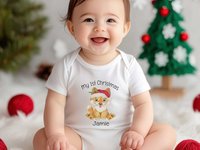 Dingo First Christmas Baby Bodysuit, Personalised Aussie Xmas Gift