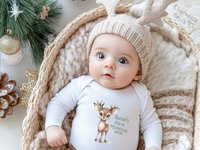 First Christmas baby reindeer personalised bodysuit 2025