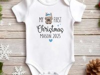 My first Christmas personalised baby wombat bodysuit, Little Aussie Xmas gift