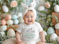 My First Easter personalised baby bodysuit, Custom name 2025 little bunny romper