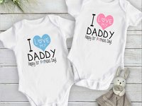 I Love my Daddy, Happy 1st Fathers Day Baby Bodysuit