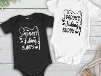 Daddy's fishing buddy baby bodysuit, Custom personalised to suit your family