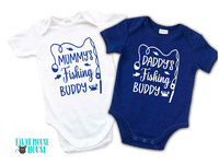 Daddy's fishing buddy baby bodysuit, Custom personalised to suit your family