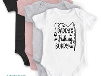Daddy's fishing buddy baby bodysuit, Custom personalised to suit your family
