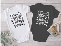 Daddy's fishing buddy baby bodysuit, Custom personalised to suit your family