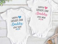 Happy first fathers day Daddy baby bodysuit. A custom personalised gift for Dad with love xo