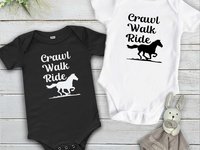 Horse Baby Bodysuit, Crawl Walk Ride Aussie Brumby Lovers Gift