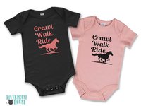 Horse Baby Bodysuit, Crawl Walk Ride Aussie Brumby Lovers Gift
