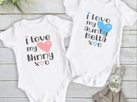 Baby Love Personalised Bodysuit, I Heart My Family Custom Name Design