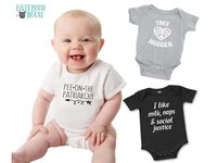 Pee on the Patriarchy funny feminist baby bodysuit