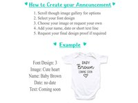 Personalised Pregnancy & Birth Announcement, Create Your Own Baby Reveal Onesie