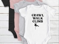 Crawl Walk Climb baby bodysuit, Custom rock climbing romper