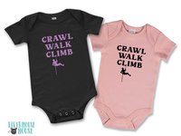 Crawl Walk Climb baby bodysuit, Custom rock climbing romper