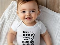 Personalised Scuba Dive Baby Bodysuit, Born to Dive Romper