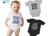 Personalised Scuba Dive Baby Bodysuit, Born to Dive Romper