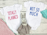 Totally Planned - Not So Much, Funny twins set of 2 baby bodysuits