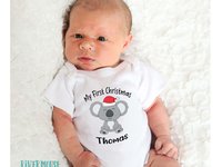 Christmas Koala Personalised Baby Bodysuit, My First Christmas Little Aussie Romper