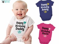 Happy Birthday personalised name baby bodysuit