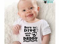 Scuba Diver baby bodysuit, Born to dive with my Daddy, Personalised to suit your snorkel family