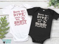 Scuba Diver baby bodysuit, Born to dive with my Daddy, Personalised to suit your snorkel family