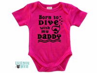 Scuba Diver baby bodysuit, Born to dive with my Daddy, Personalised to suit your snorkel family