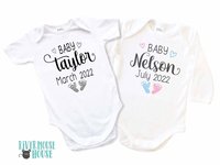 Baby Pregnancy Announcement Bodysuit, Personalised Footprints Design
