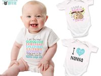 Nanna Says So Funny Baby Bodysuit with customisable name for Grandparents, Aunts, Uncles, family & friends