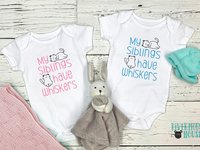 Cat baby bodysuit, My siblings have whiskers, Customised to suit Brother & Sister fur siblings