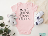 Cat baby bodysuit, My siblings have whiskers, Customised to suit Brother & Sister fur siblings