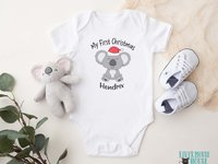 Christmas Koala Personalised Baby Bodysuit, My First Christmas Little Aussie Romper