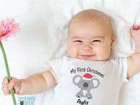 Christmas Koala Personalised Baby Bodysuit, My First Christmas Little Aussie Romper