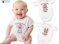 Christmas Koala Personalised Baby Bodysuit, My First Christmas Little Aussie Romper