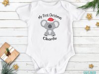 Christmas Koala Personalised Baby Bodysuit, My First Christmas Little Aussie Romper