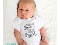 IVF Baby Bodysuit, Made with Love and a Little Science, Miracle Pregnancy & Birth Announcement