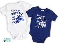 Born to go riding motorcycle baby bodysuit, custom personalised to suit
