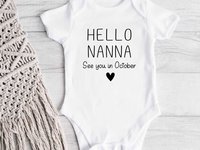 Hello baby personalised pregnancy announcement, See you soon custom baby reveal for Grandparents, Daddy, friends & family