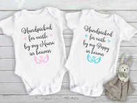 Handpicked for Earth baby bodysuit, Personalised family memorial angel wings onesie