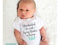 Handpicked for Earth baby bodysuit, Personalised family memorial angel wings onesie