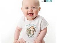My first Easter bunny baby bodysuit, Personalised name little rabbit romper