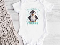 IVF Baby Penguin, I survived the big breeze funny bodysuit, Size newborn to toddler romper, Australian kids gift