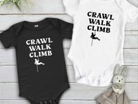 Crawl Walk Climb baby bodysuit, Custom rock climbing romper