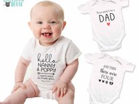 Hello Baby pregnancy announcement personalised bodysuit, I can't wait to meet you custom newborn birth reveal