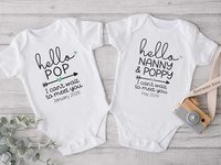 Hello Baby pregnancy announcement personalised bodysuit, I can't wait to meet you custom newborn birth reveal