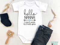 Hello Baby pregnancy announcement personalised bodysuit, I can't wait to meet you custom newborn birth reveal
